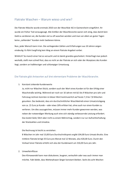 Titelseite des Originalbeitrags Flatrate Waschen